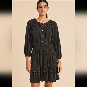 Another Love NWT Charcoal Metallic Ribbed Long Sleeve Mini Holiday Dress Size XL